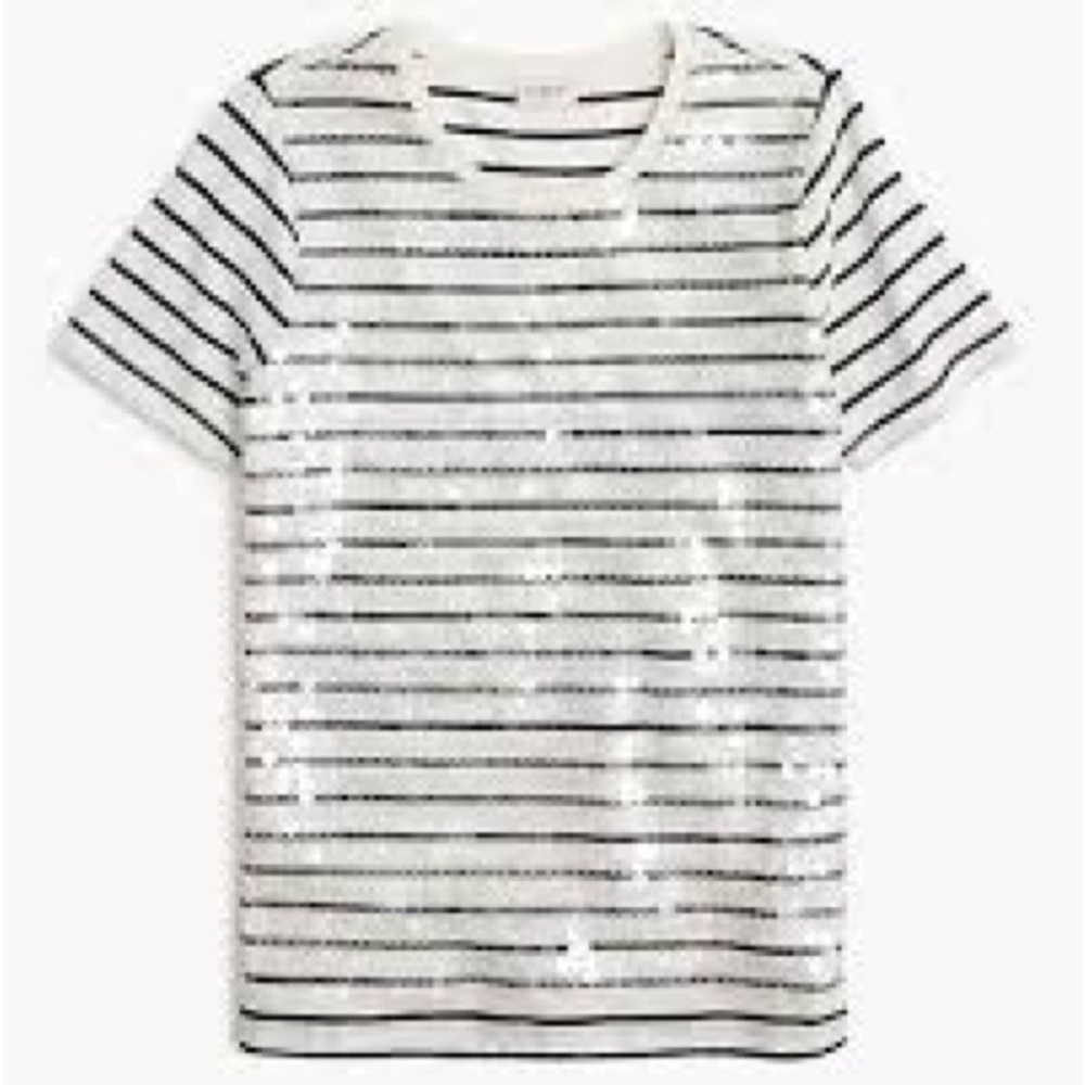 J. Crew White and Navy Short Sleeve Tee